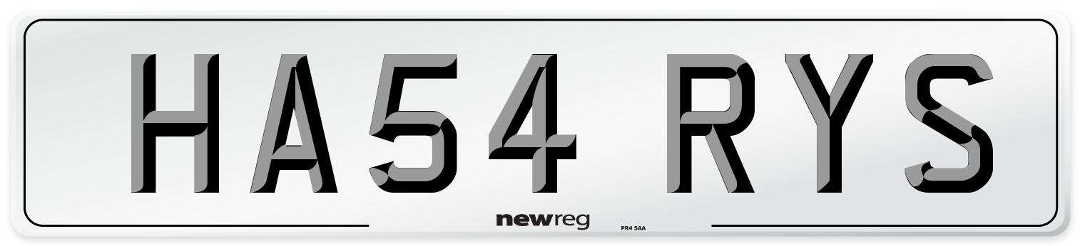 HA54 RYS Number Plate from New Reg